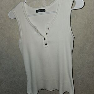 Womens White Button Up Tank